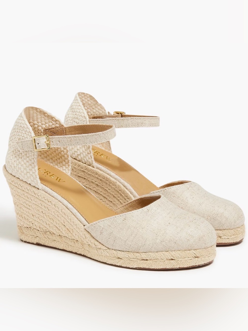 J. Crew Ankle Strap Espadrille
Wedge Gold Natural Size 10